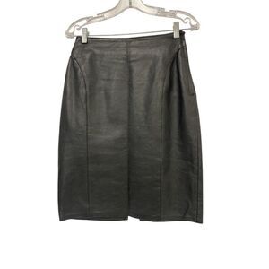 Vintage Cedars Womens Straight Leather Skirt Black Sz 6 Lined side zip